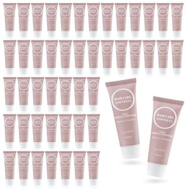 Imagem de Shampoo e condicionador de viagem, conjunto de xampu 2 em 1 a granel, pequeno tamanho de teste para homens e mulheres, artigos de higiene de limpeza essenciais para hotéis, abrigos/sem-teto/lar de