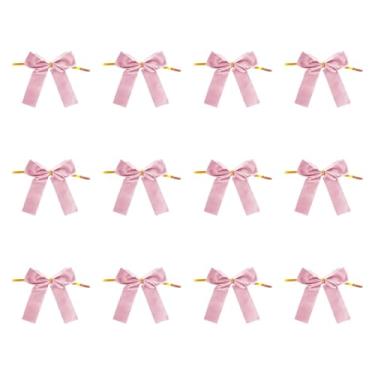 Imagem de Fancyes 12x Laços de veludo para guirlanda de árvore de Natal, suprimentos de laço, porta da frente, pequena festa, decoração de casa, laços de árvore de, Rosa