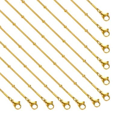 Imagem de SMYHTGLIF Pacote com 12 colares de corrente de cobra redonda de aço inoxidável em massa faça você mesmo artesanato ajustável para mulheres e homens