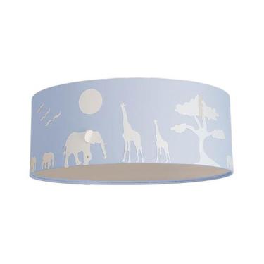 Imagem de Luminária Plafon Safari Savana Cúpula Tecido 50x15cm SKU - Tom Luz, Az