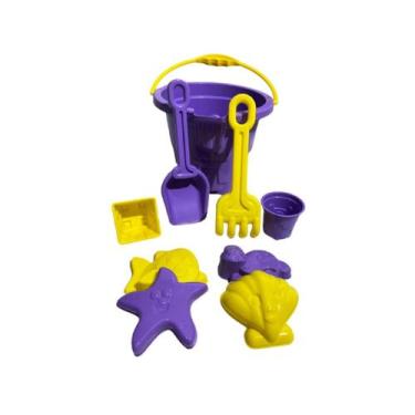 Imagem de Kit Baldinho De Areia Balde para Praia Parque Com 9 acessorios pazinha