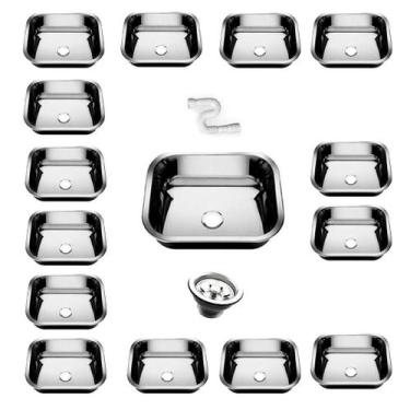 Imagem de 15 Cubas Pia Inox N0 40x34x14 Aço 430 Cozinha As Atacado Kit