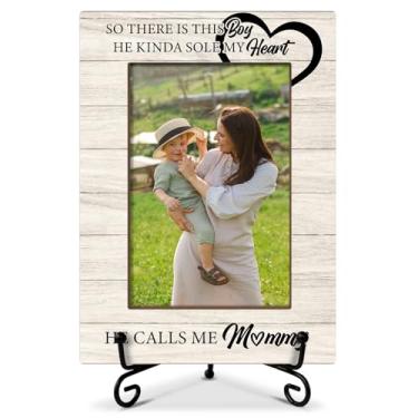 Imagem de Porta-retrato para mãe, Mommy & Me, presente de aniversário para mamãe e mãe, moldura de madeira com suporte, moldura de 10 x 15 cm para exibição de prateleira de mesa, decoração de mesa de escritório