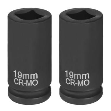 Imagem de HARFINGTON 2 peças, soquete quadrado de 4 pontos, acionamento de 19 mm, soquete de impacto quadrado métrico CR-MO, luva de roda padrão, ferramenta pneumática para reparo de automóveis, manutenção