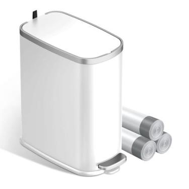 Imagem de Lata de lixo KUK Slim 10L em aço inoxidável com tampa Soft Close White