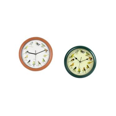 Imagem de Bothyi Relógio de Parede com Pássaros Cantores, Relógio Musical de Parede com Som, Moldura Verde Decorativa para Cozinha, Decoração de Casa, Quarto, Presente
