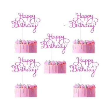 Imagem de Topper De Bolo De Aniversário Em Cartão Glitter 50 Peças Decorações Pa