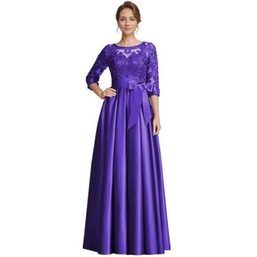 Imagem de Vestido raomiao: roxo, cetim, renda, uma linha, longo, tamanho 18