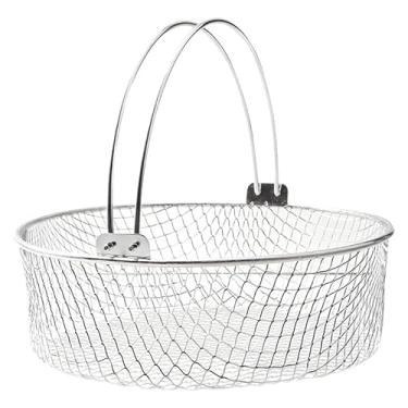 Imagem de SiaBiced Cesta para fritadeira a ar, grelha para cozimento a vapor, acessórios para grelha com alça, cesta de malha de aço inoxidável para frango, cozinha