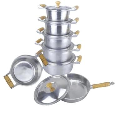 Imagem de Kit cozinha completa jogo panelas 14 a 22 + frigideira 20cm+ caneco 12cm (Prata)