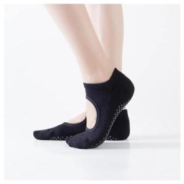 Imagem de 01 Par Meia (34-39) Sapatilha Antiderrapante Pilates Yoga Feminina - k