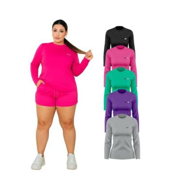 Imagem de Kit 5 Camisetas Manga Longa Proteção UV FPS50 Feminina Plus Size - Rog