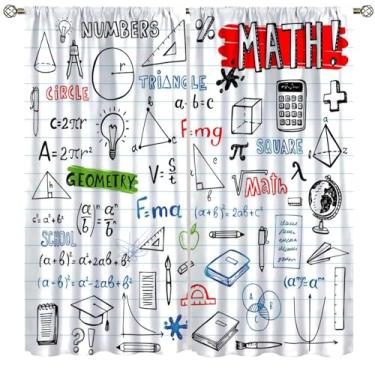 Imagem de Cortina blackout de ciência matemática, para meninos e meninas, equação, geometria, cortinas, tecido, farbic, quarto, café, sala de jantar, escritório, sala de estar, cozinha, decoração, 107 x 114 cm