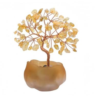 Imagem de Árvore da vida de cristal de ametista, árvore roxa para cura de cristal feita à mão, árvores da vida para decoração de casa (Citrine)