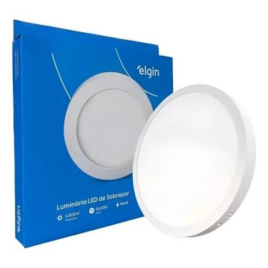 Imagem de 2X Plafon Led Painel 24W Sobrepor Redondo 6500K Branco Elgin