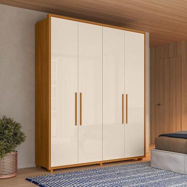 Imagem de Guarda-Roupa Casal 4 Portas 3 Gavetas 100% MDF com Pés Greco