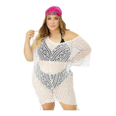 Imagem de Saída de Praia Plus Moda Verão Gola V Vestido Canga Ombro - PLUS MESMO