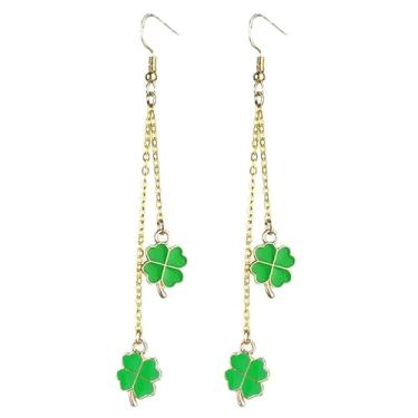 Imagem de Brincos de trevo com pingente de trevo de quatro folhas, pingente de joia de dia de São Patrício, presente para mulheres, Small, Zinco, Sem pedra preciosa