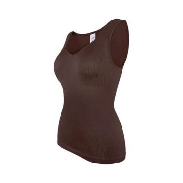 Imagem de Camiseta Sem Mangas Feminina Com Decote Em V, Modeladora, Tamanhos S-3