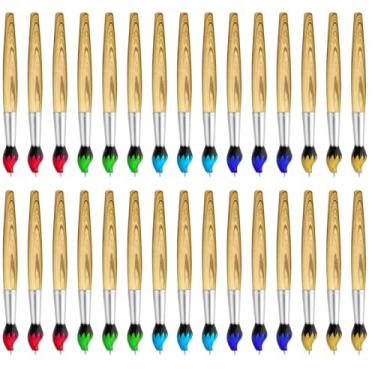 Imagem de Homaisson 30 canetas de pincel retráteis, canetas esferográficas, design inovador com barril de grão de madeira, escrita suave de tinta preta, pacote de cores sortidas, lembrancinhas de festa