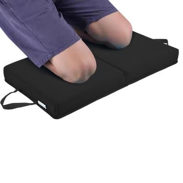 Imagem de OFiSEXPT Joelheira de jardim, joelheiras de espuma viscoelástica para jardinagem, joelheira extra grossa, almofada de oração resistente à água para trabalho, ioga, fisioterapia (preto)