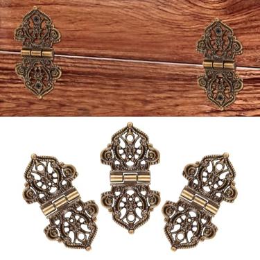Imagem de LZVXTYM 40 dobradiças dobráveis vintage, dobradiça antiga em forma de H, dobradiça decorativa pequena para armário com 80 parafusos para caixas de madeira vintage, caixa de ferramentas, caixas de