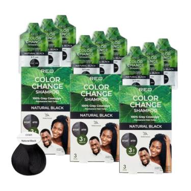 Imagem de Kiss Quick Cover Xampu com mudança de cor de ervas, natural, 3 bolsas (pacote com 3, preto natural)