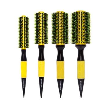 Imagem de Kit 4 Escova De Cabelo Marco Boni Profissional Térmica Em Cerâmica Com Cerdas Duplas De Javali