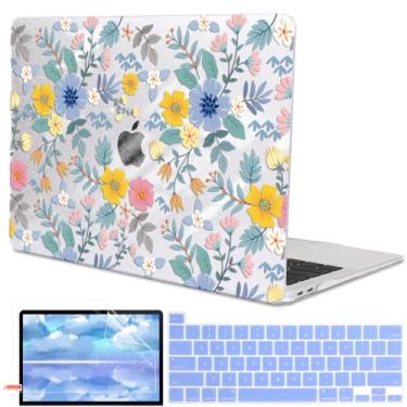 Imagem de LCMOCICO Capa para MacBook Pro de 13 polegadas 2022 2021 2020-2016 versão M2 M1 Chip A2338 A2251 A2289 A2159 A1989 A1706, capa rígida de plástico com padrão brilhante e transparente, película para