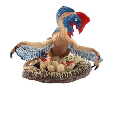 Imagem de Estatueta de dinossauro Oviraptor realista com ovos de PVC de 14 cm para crianças