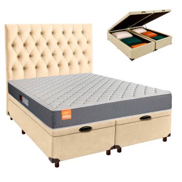 Imagem de Conjunto Cama Box Bau Blindado Queen + Colchão D23 Pro Inducol + Cabeceira
