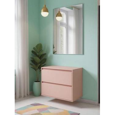 Imagem de Gabinete para Banheiro com Espelho 80cm Mdf Rosa Dubai - On Móveis