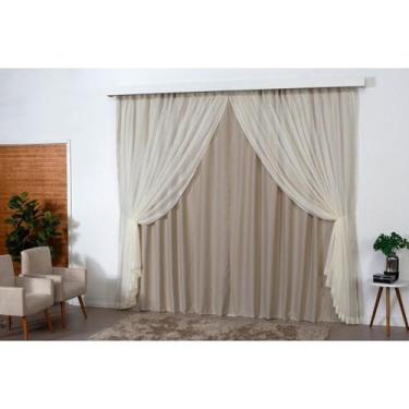 Imagem de Cortina Blackout Com Voal 3,00 x 2,80 Varão e Trilho Suiço - EMPÓRIO D