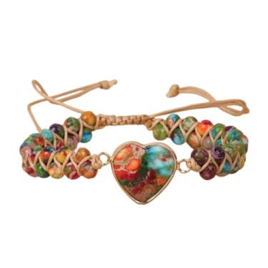 Imagem de NewZenro Pulseira Feminina Com 7 Chakras, Pedra Natural, Coração, Contas Coloridas, Imperador, Saúde, Equilíbrio, Amor, Amizade, Boho, Feita À Mão, Couro Legítimo, Joias Da Moda, Presentes Para Melh