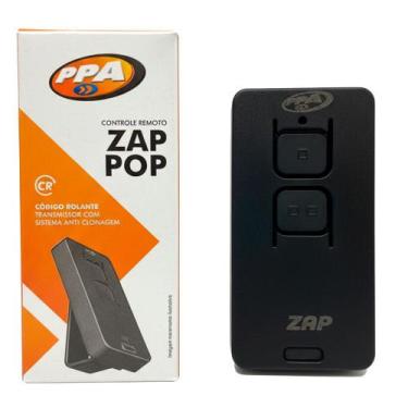 Imagem de Controle Remoto PPA ZAP POP Preto 433,92 MHz, Compatível Motor Garen, 