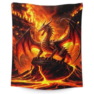 Imagem de Cobertores infantis para meninos, presentes de dragão para filho neto no aniversário, macio, aconchegante, felpudo, 127 x 101 cm, presentes para sofá, viagem, carros, escritório