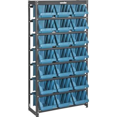 Imagem de Estante Metálica 21/7 Com Gaveteiros Azuis Modelo Prático - - Vonder
