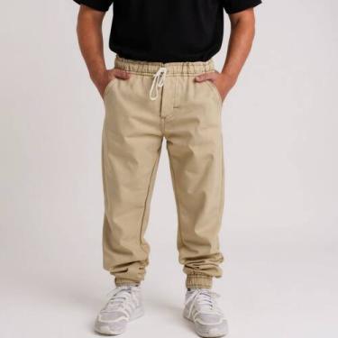 Imagem de Calça Infantil Jeans Jogger Masculina Menino Com Punho - Volgue, Bege,