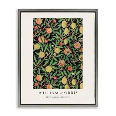 Imagem de Stupell Industries William Morris Arte de parede em tela flutuante emoldurada cinza de frutas ou romã, design por Vintage Hustle, 53 x 43 cm