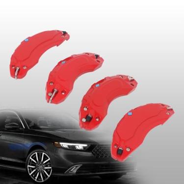 Imagem de ROINROJI Capas de pinça para Honda Accord 2023 2024 2025 R17 em R19 em cubo de roda acessórios de tampa de pinça de freio de carro dianteiro e traseiro vermelho conjunto de 4