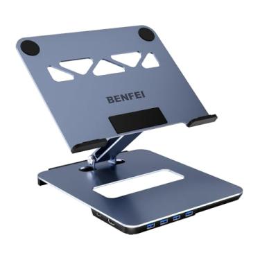 Imagem de Suporte Para Notebook Com Docking USB-C 6 Em 1, HDMI 4K 60Hz, Otimiza Conectividade E Espaço, Compatível Com Notebooks USB-C, Modelo 000380 Cinza