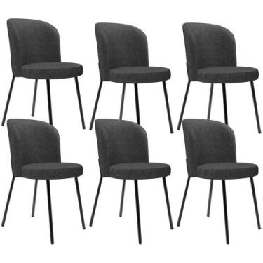 Imagem de Kit 6 Cadeiras Sala De Jantar Estofada Gavi L02 Linho Cinza Escuro - L