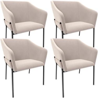 Imagem de Kit 4 Cadeiras Para Sala De Jantar Estar Living Olívia L02 Suede Bege 