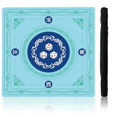 Imagem de Idocolors Mahjong Mat, 31.5" x 31.5", Rubber Anti Slip and Noise Reduction Multi Purpose Game Table Cover with Carrying Bag,Table Mat for Mahjong/Poker/Board Games/Card Games/Dominoe (Light Blue)