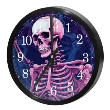 Imagem de LILINWAN Relógio de parede 24 cm sem tique-taque silencioso operado por bateria relógio de parede redondo moderno estilo simples decoração relógio para escritório/escola/quarto/sala de estar