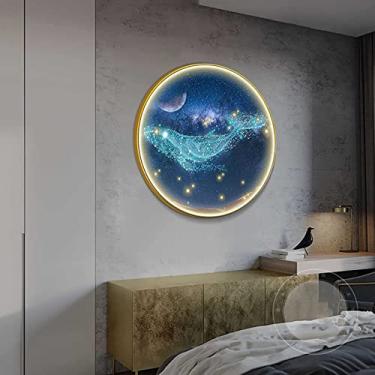 Imagem de Decoração de parede de arte de parede com tira de LED, arte de parede de luxo de metal, decoração de parede de quarto de baleia, esculturas de parede modernas, decoração de casa para sala de estar