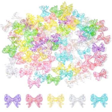 Imagem de 150 peças de contas de laço de resina, pingentes de laço de 18,5 x 14,5 mm, contas de laço transparentes para fazer joias, artesanato DIY, pulseiras, colares, chaveiros, canetas