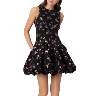 Imagem de Shoshanna Vestido feminino de veludo meia-noite floral jacquard Raffaella, Jato/malva/verde, 34