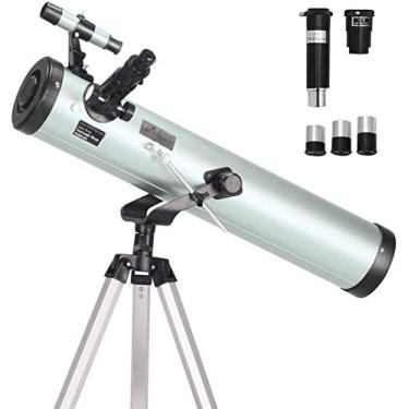 Imagem de Telescópio 76 mm de abertura de 700 mm, telescópio refletor para iniciantes com 3 oculares A 20 mm A 12,5 mm A 4 mm, ótimo para crianças explorarem o espaço, lua e estrela