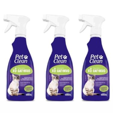 Imagem de Pet Clean, Kit 3 Repelentes Xô Gatinho, Educador Sanitário para Gatos, Branco, 500mL, Uso em Ambientes